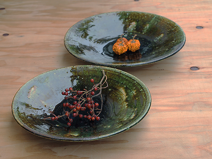 山本一仁個展の器・織部浅鉢・1411