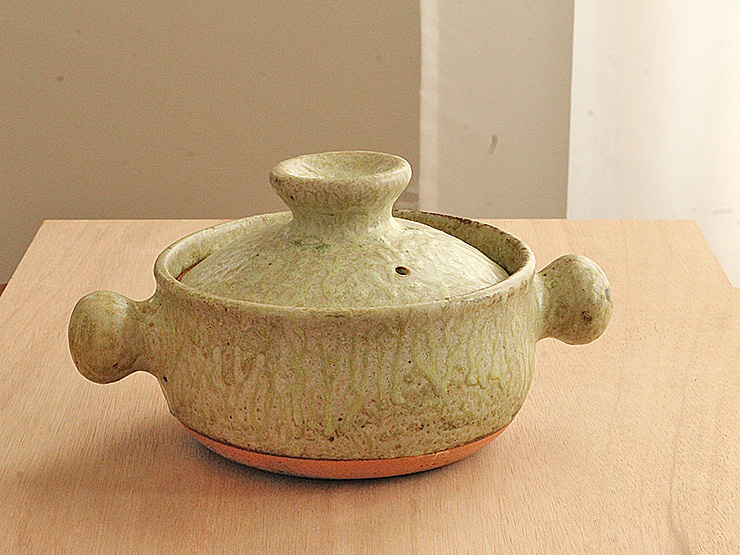 緑釉手作り土鍋（1～2人サイズ）